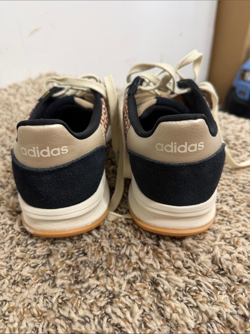adidas Leopard-Pattern Low-Top Sneakers in Black, Tan & Cream - Picture 4 of 6